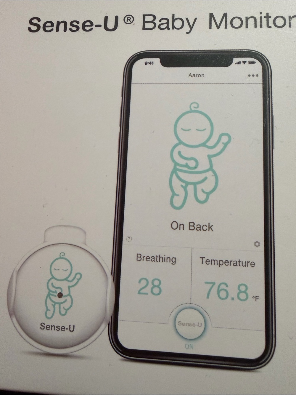 White Baby Monitor Wearable Clip – Breathing & Temperature Tracker